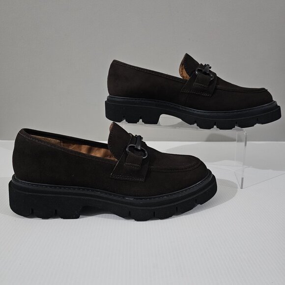 Sofft Satara Chunky Horsebit Loafer Lug Sole Chocolate Brown Suede Size 9.5 - Picture 3 of 12